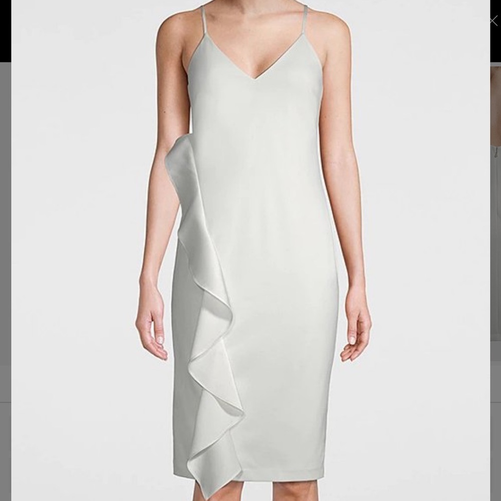 Elegant WHBM Ivory ruffle midi dress. NWT. Sz 8